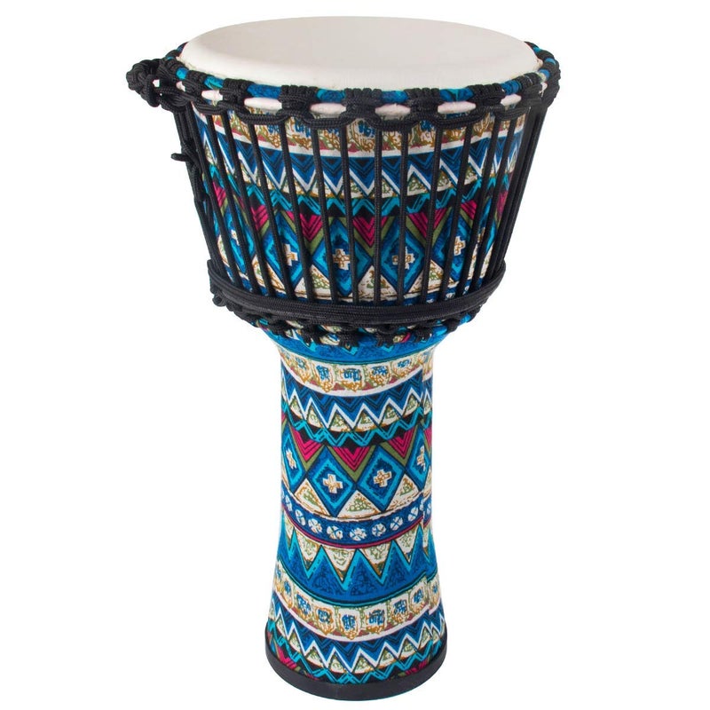 AKLOT Djembe Drum, AKLOT African Drum Cloth Stitching 11'' x 20'' ABS Resin Lightweight Goatskin Drumhead for Starter Beginners(Blue Floral) - Image 1